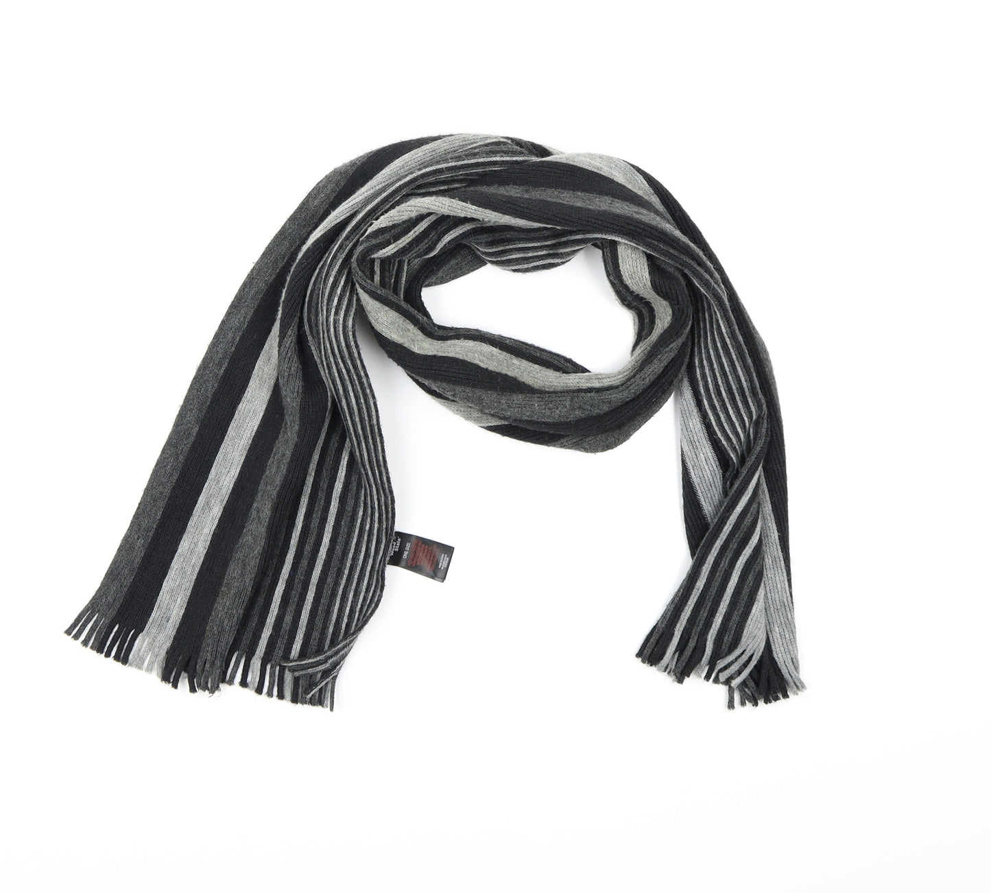 Cedar Wood State Mens Grey Striped Knit Scarf  One Size