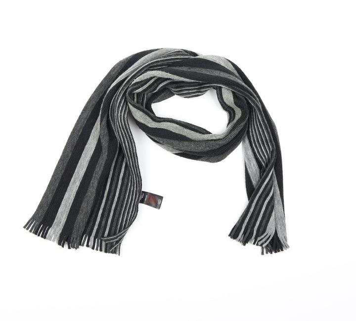Cedar Wood State Mens Grey Striped Knit Scarf  One Size
