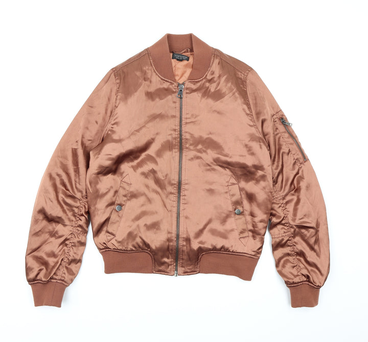 Topshop Womens Brown  Satin Jacket  Size 12