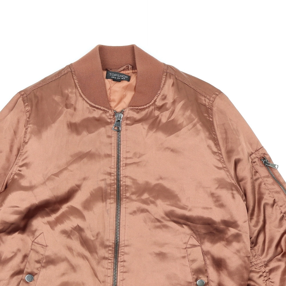 Topshop Womens Brown  Satin Jacket  Size 12