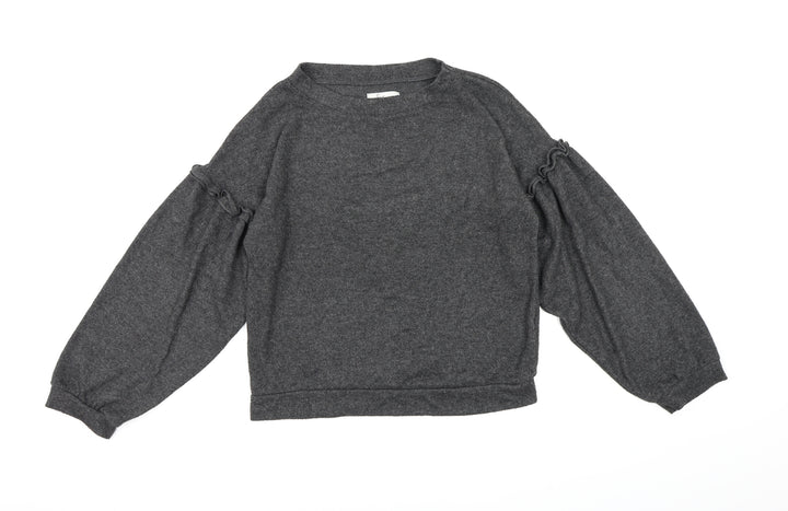 Love to Lounge Womens Grey  Fleece Top Pyjama Top Size S  - Puff Sleeve