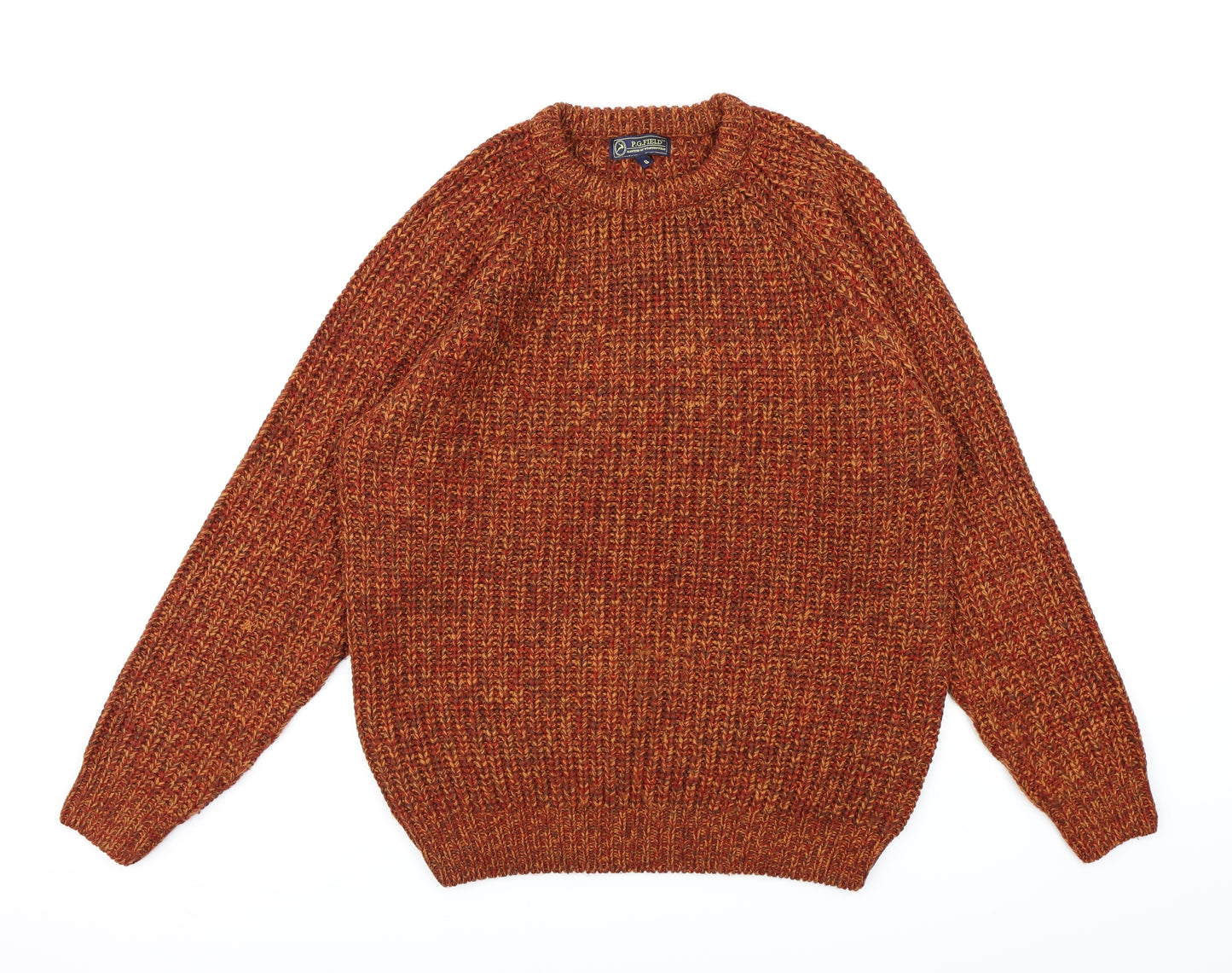 PG Field Mens Orange  Knit Pullover Jumper Size S