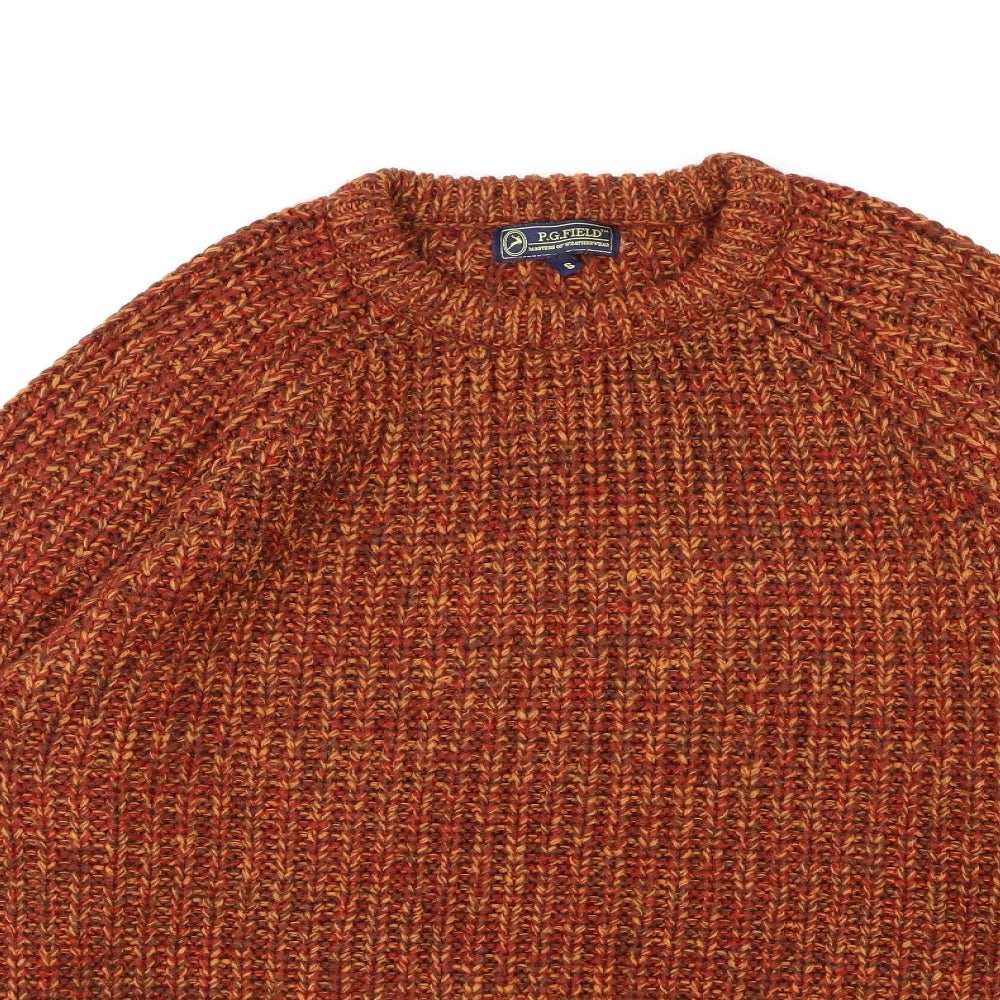 PG Field Mens Orange  Knit Pullover Jumper Size S