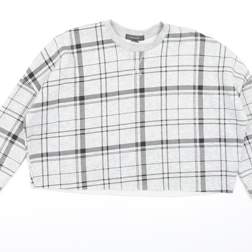 Primark Womens Grey Check Jersey Pullover Sweatshirt Size 6