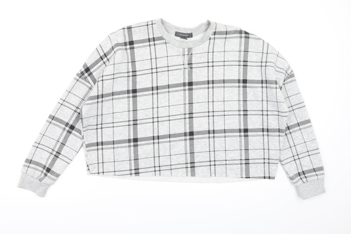 Primark Womens Grey Check Jersey Pullover Sweatshirt Size 6