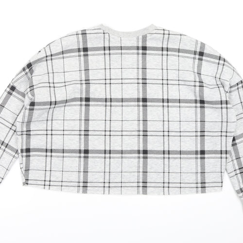 Primark Womens Grey Check Jersey Pullover Sweatshirt Size 6