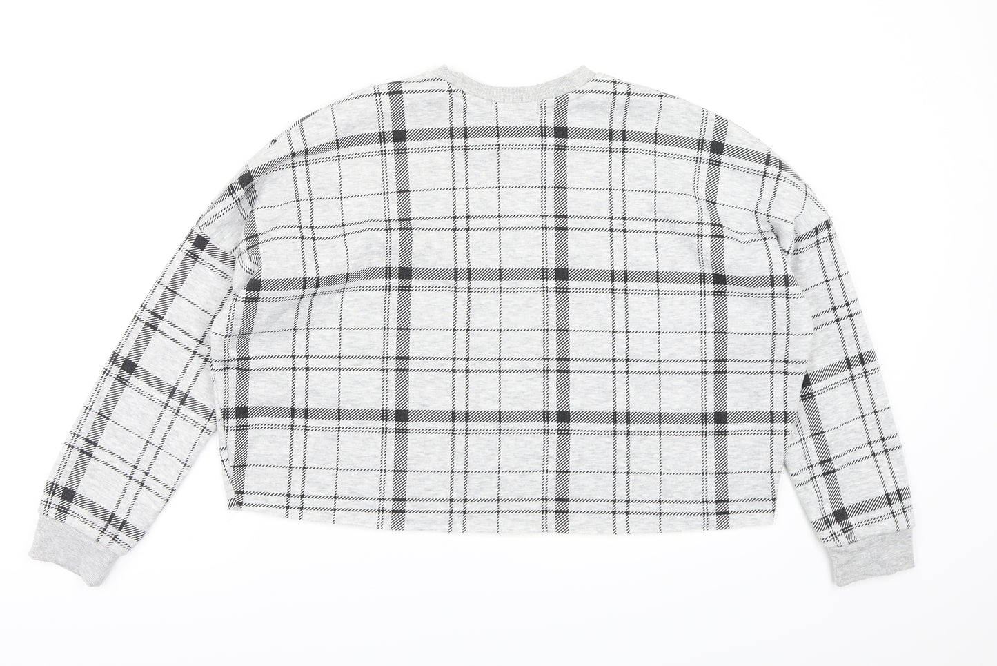 Primark Womens Grey Check Jersey Pullover Sweatshirt Size 6