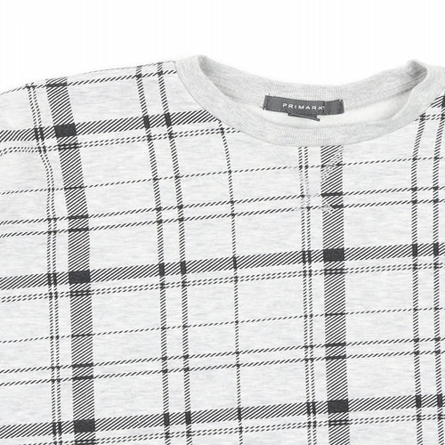 Primark Womens Grey Check Jersey Pullover Sweatshirt Size 6