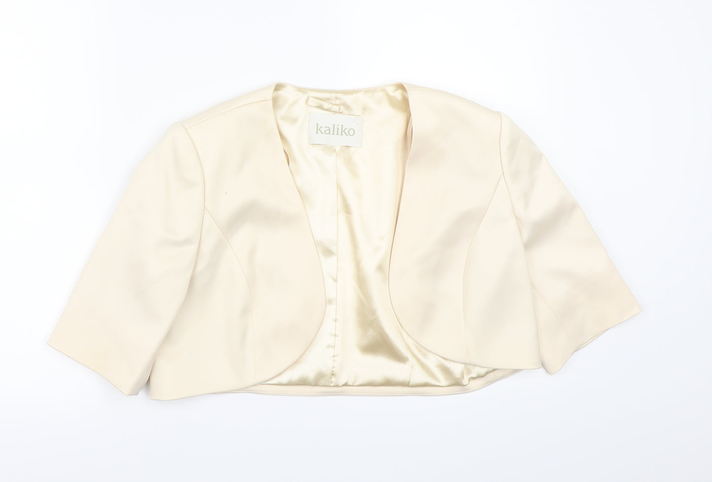 Kaliko Womens Beige  Satin Shrug Jumper Size 12