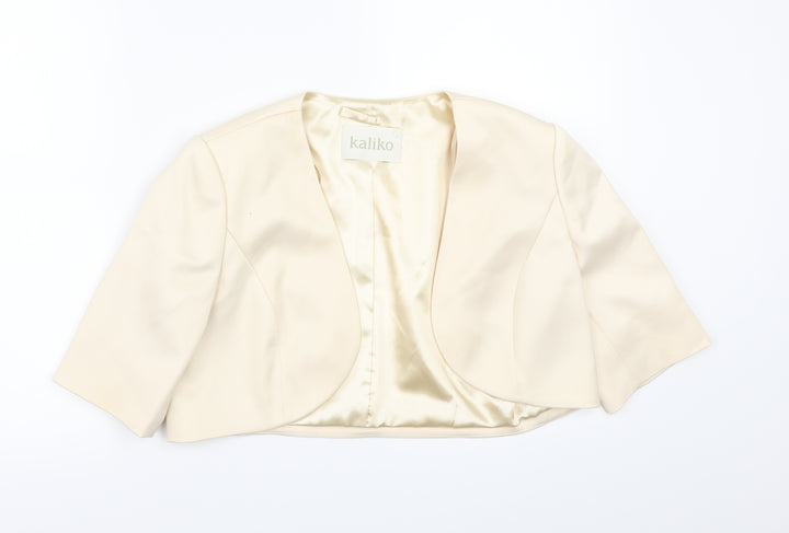 Kaliko Womens Beige  Satin Shrug Jumper Size 12