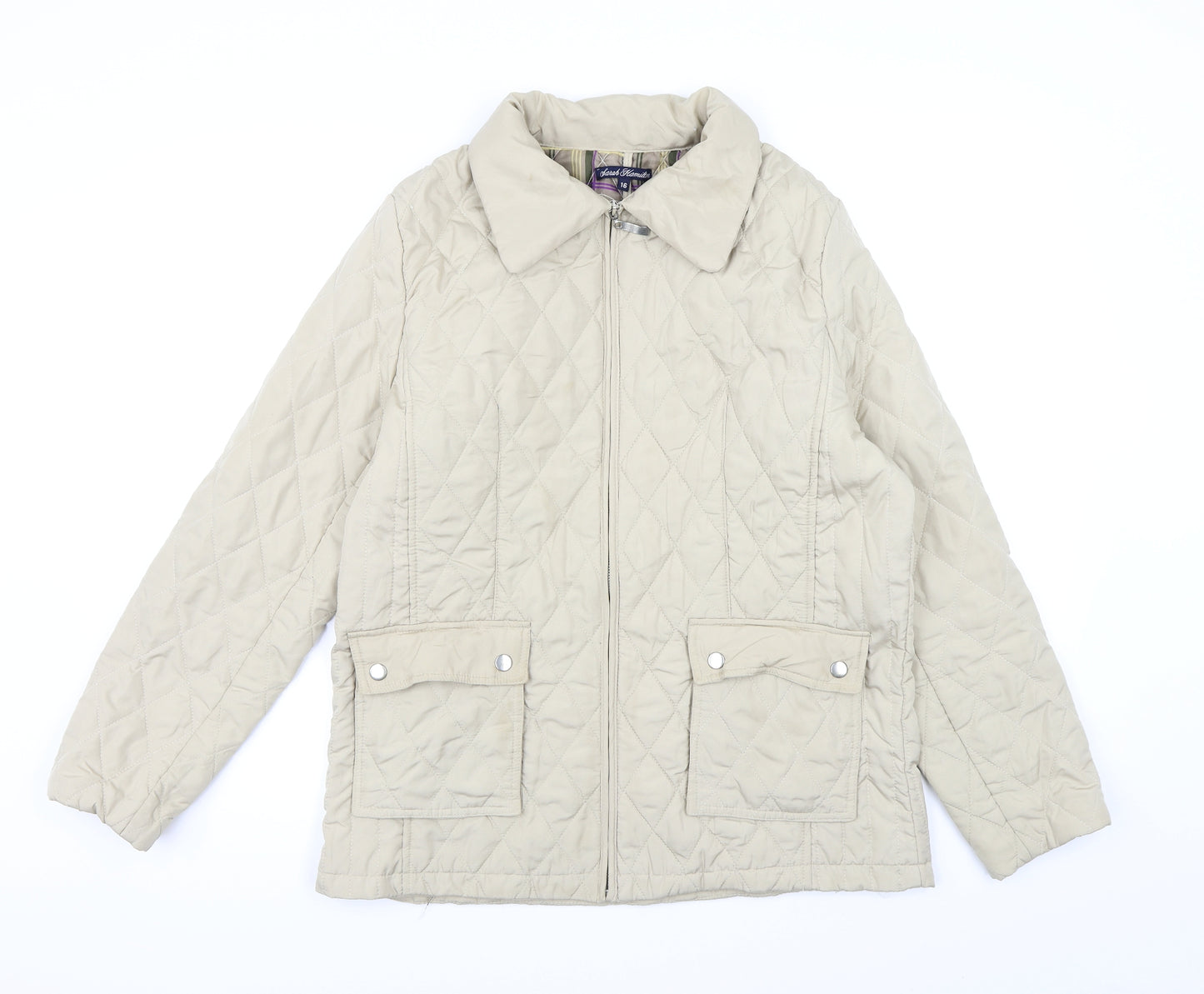 Sarah Hamilton Womens Beige   Overcoat Coat Size 16