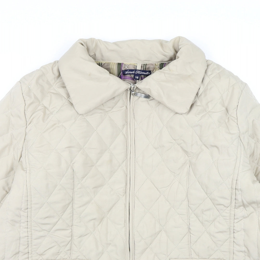 Sarah Hamilton Womens Beige   Overcoat Coat Size 16