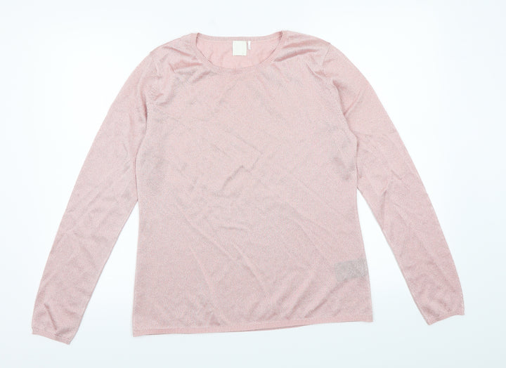 H&M Womens Pink Knit Pullover Jumper Size L