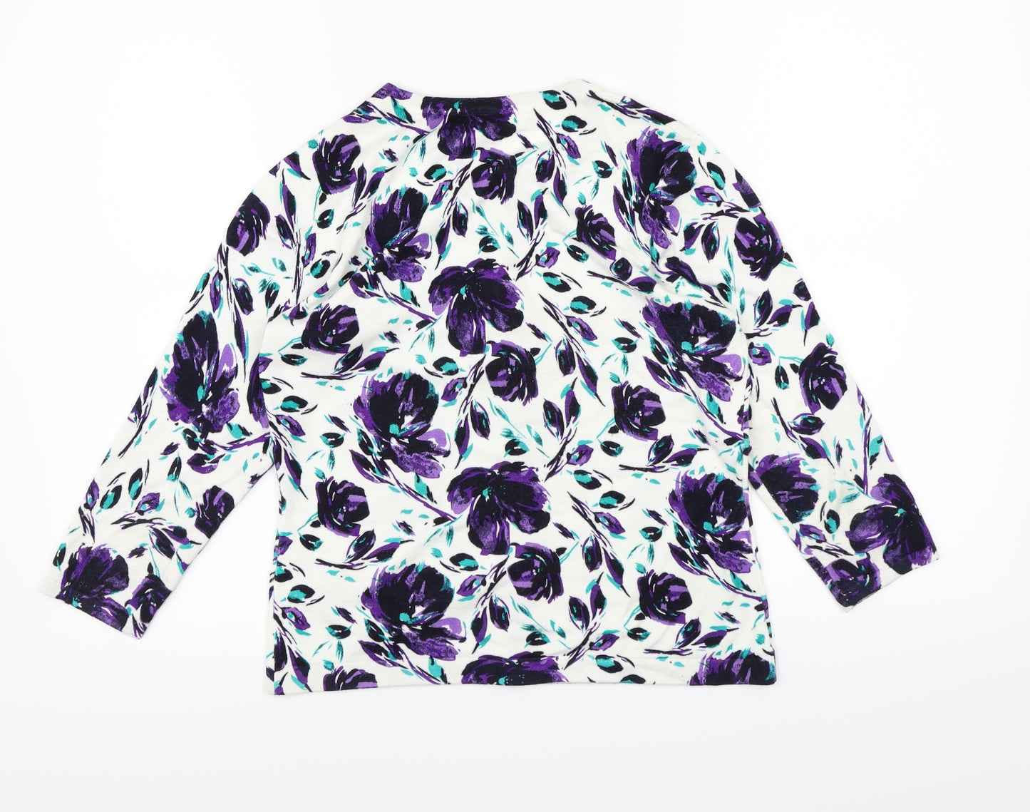 Precis Womens White Floral Knit Cardigan Jumper Size S