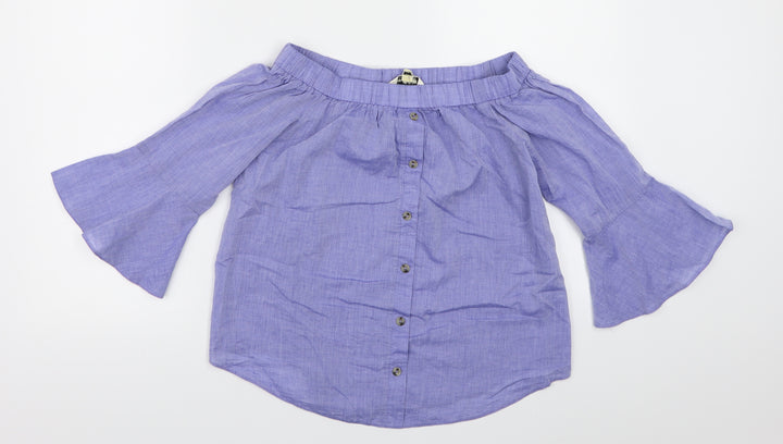 Miss Selfridge Womens Blue Basic Blouse Size 8