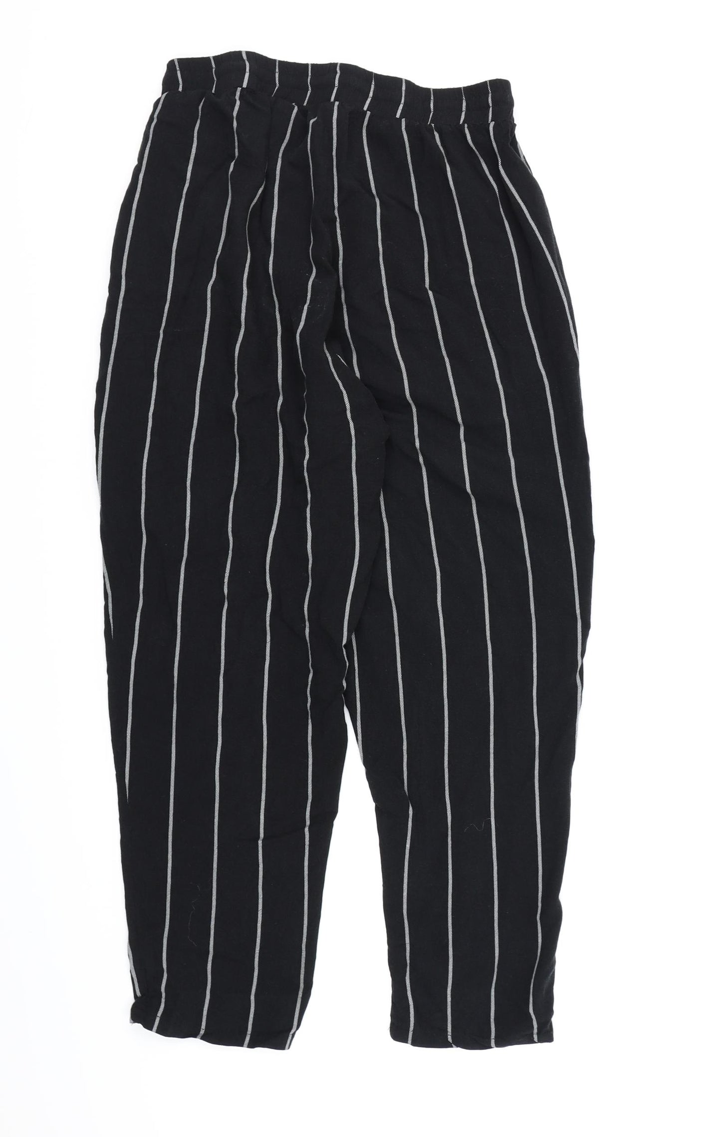 PRETTYLITTLETHING Womens Black Striped  Harem Trousers Size 10 L21 in