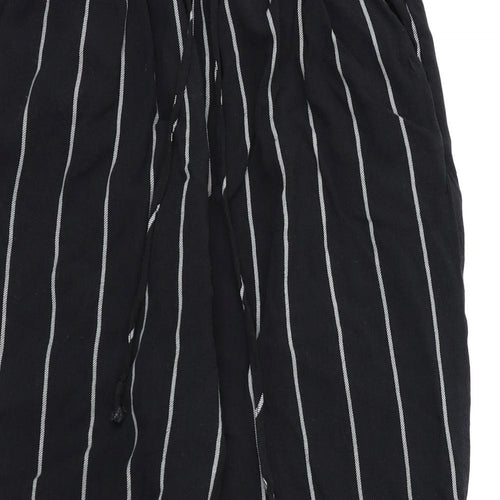 PRETTYLITTLETHING Womens Black Striped  Harem Trousers Size 10 L21 in