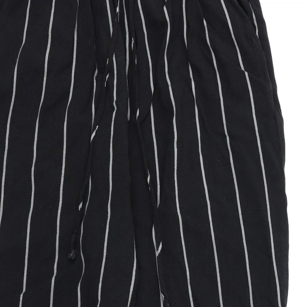 PRETTYLITTLETHING Womens Black Striped  Harem Trousers Size 10 L21 in