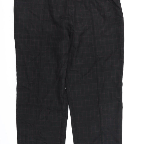 Marks and Spencer Womens Black Check Rayon Dress Pants Trousers Size 18 L27 in