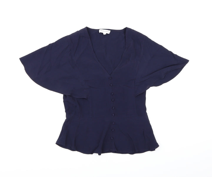 Warehouse Womens Blue Chiffon Basic Blouse Size 10