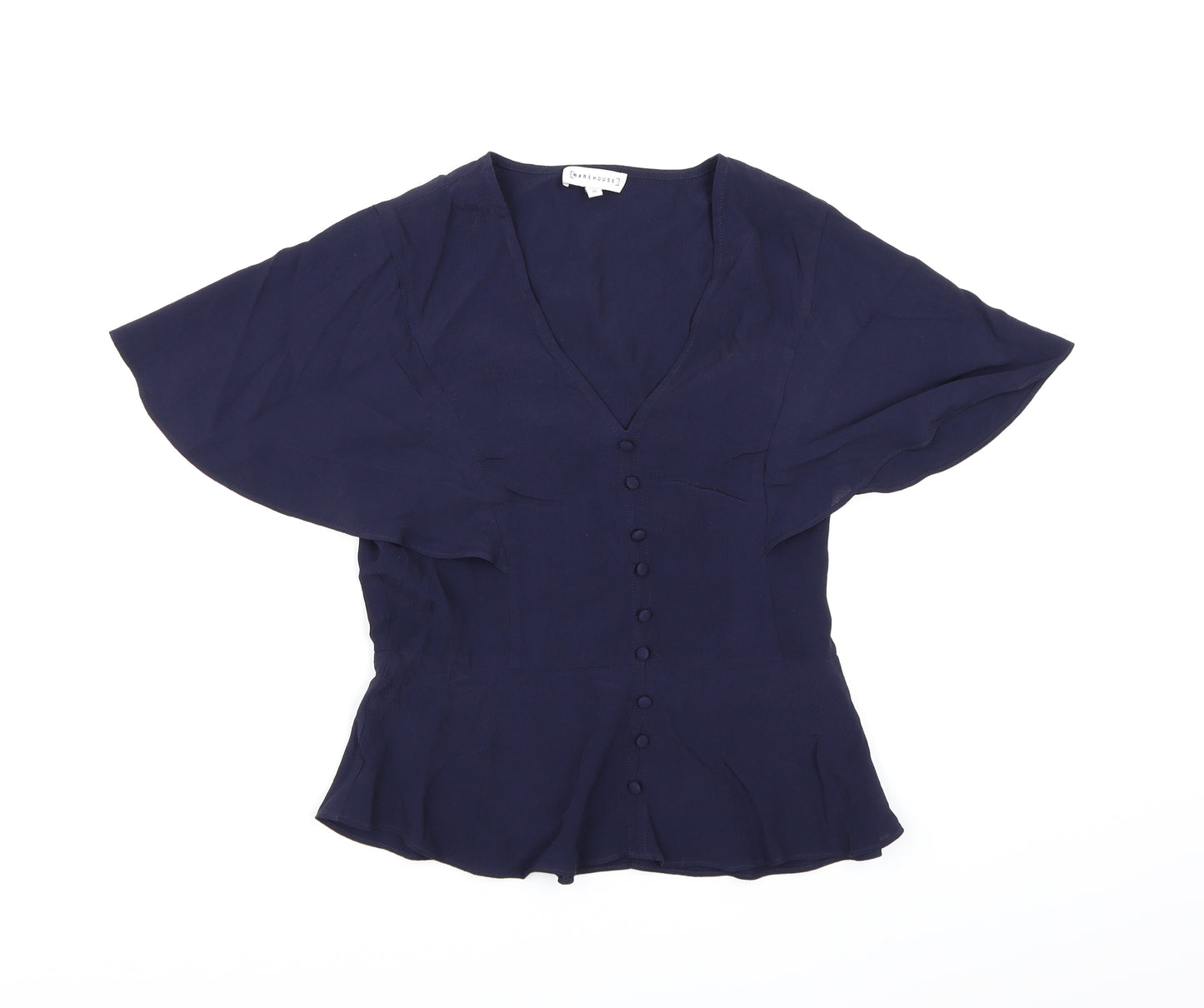 Warehouse Womens Blue  Chiffon Basic Blouse Size 10