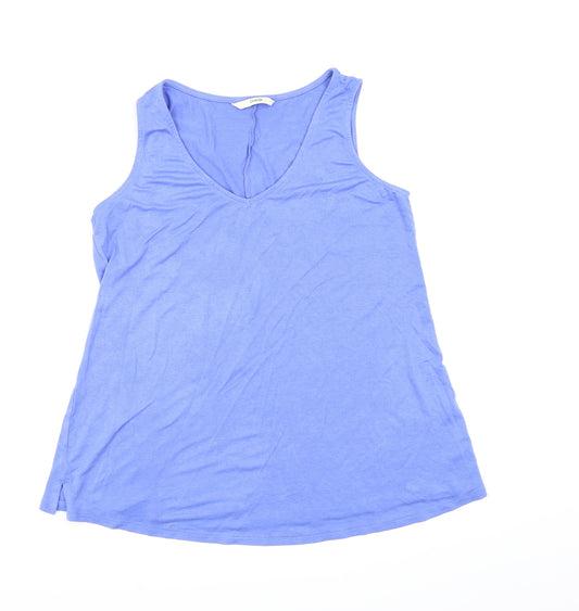 Front view of George women’s blue camisole tank, size UK 12