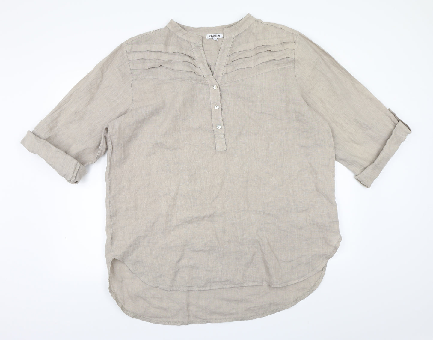 Rosemarine Womens Beige   Basic Blouse Size 2XL