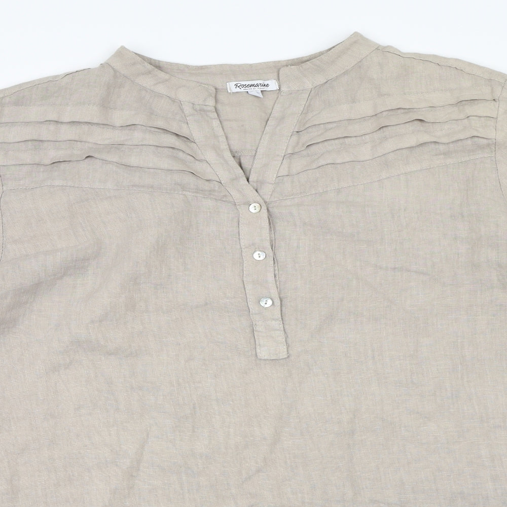 Rosemarine Womens Beige   Basic Blouse Size 2XL