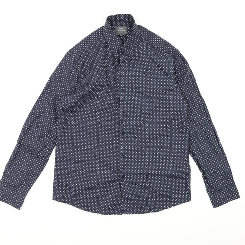 Peter Werth Mens Blue Polka Dot   Button-Up Size M