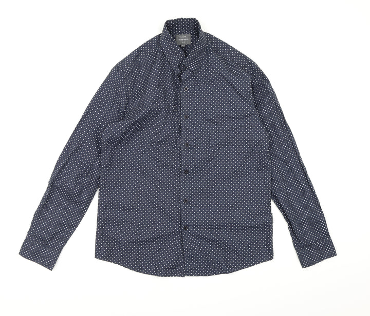 Peter Werth Mens Blue Polka Dot Button-Up Size M
