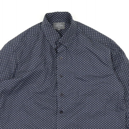 Peter Werth Mens Blue Polka Dot   Button-Up Size M
