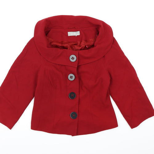 Wallis Womens Red   Pea Coat Coat Size 10