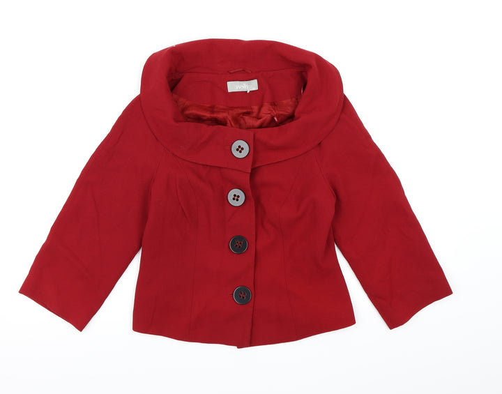 Wallis Womens Red Pea Coat Coat Size 10