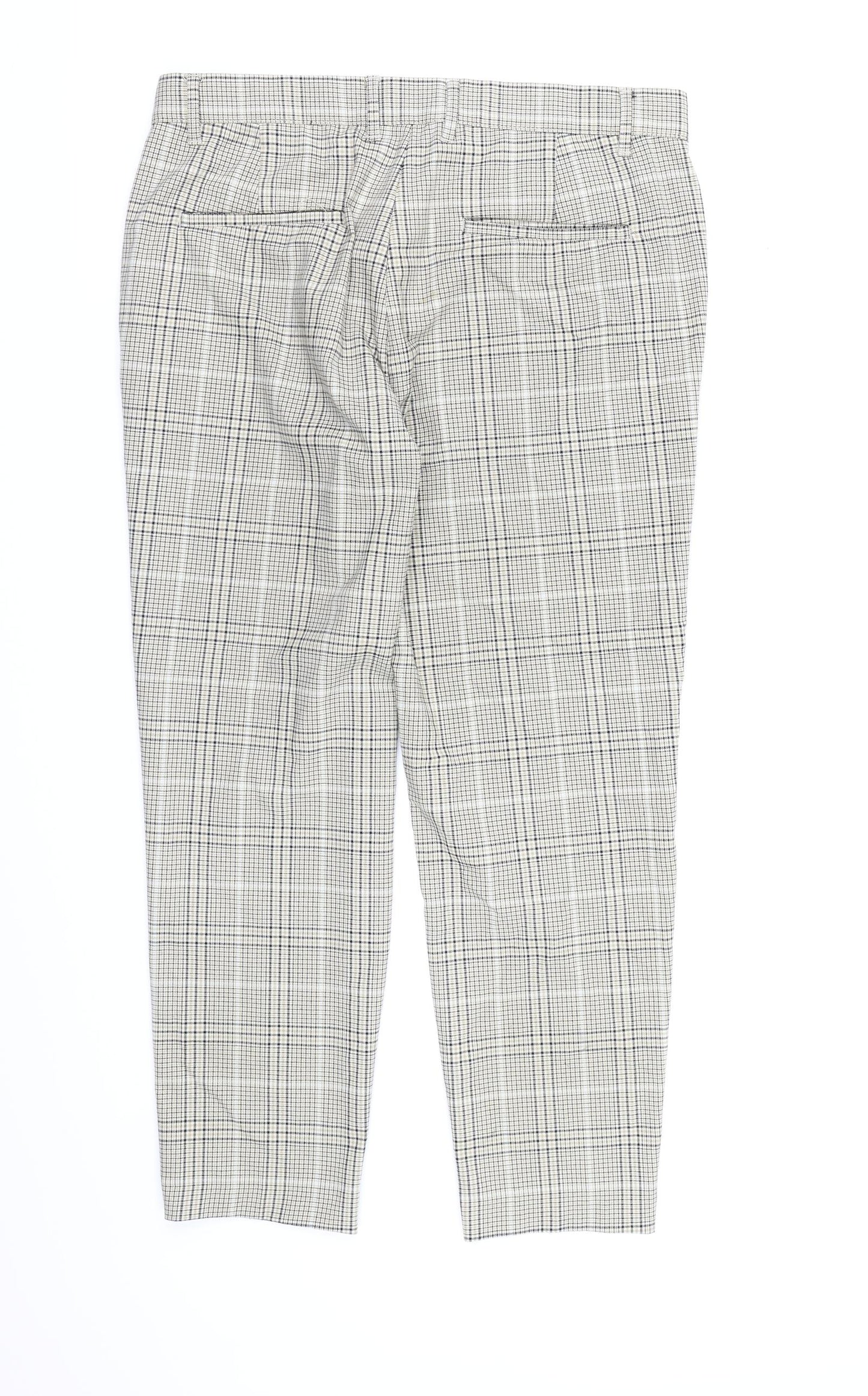Bershka Mens Beige Check  Dress Pants Trousers Size S L26 in