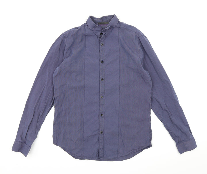 Burton London  Mens Blue Striped   Button-Up Size M