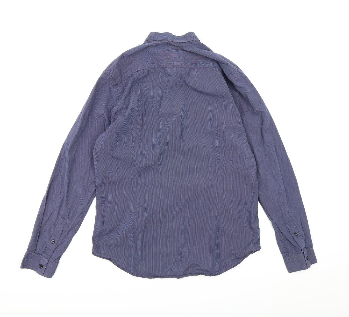Burton London  Mens Blue Striped   Button-Up Size M