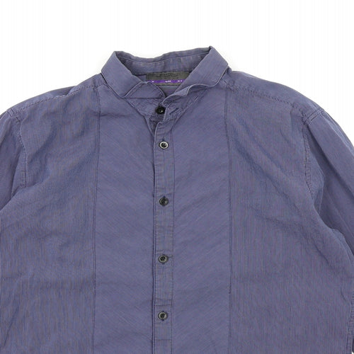 Burton London  Mens Blue Striped   Button-Up Size M