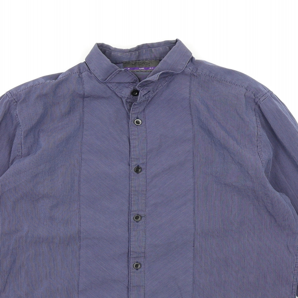 Burton London  Mens Blue Striped   Button-Up Size M