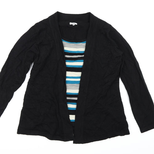 Text Womens Black Striped Knit Pullover Jumper Size S