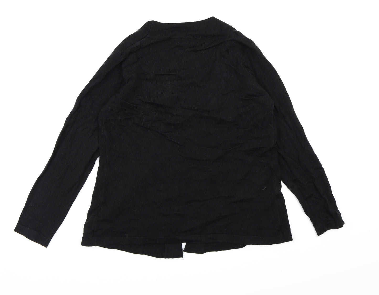Text Womens Black Striped Knit Pullover Jumper Size S