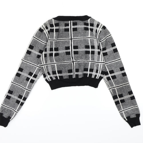 Primark Womens Grey Check Knit Pullover Jumper Size 6