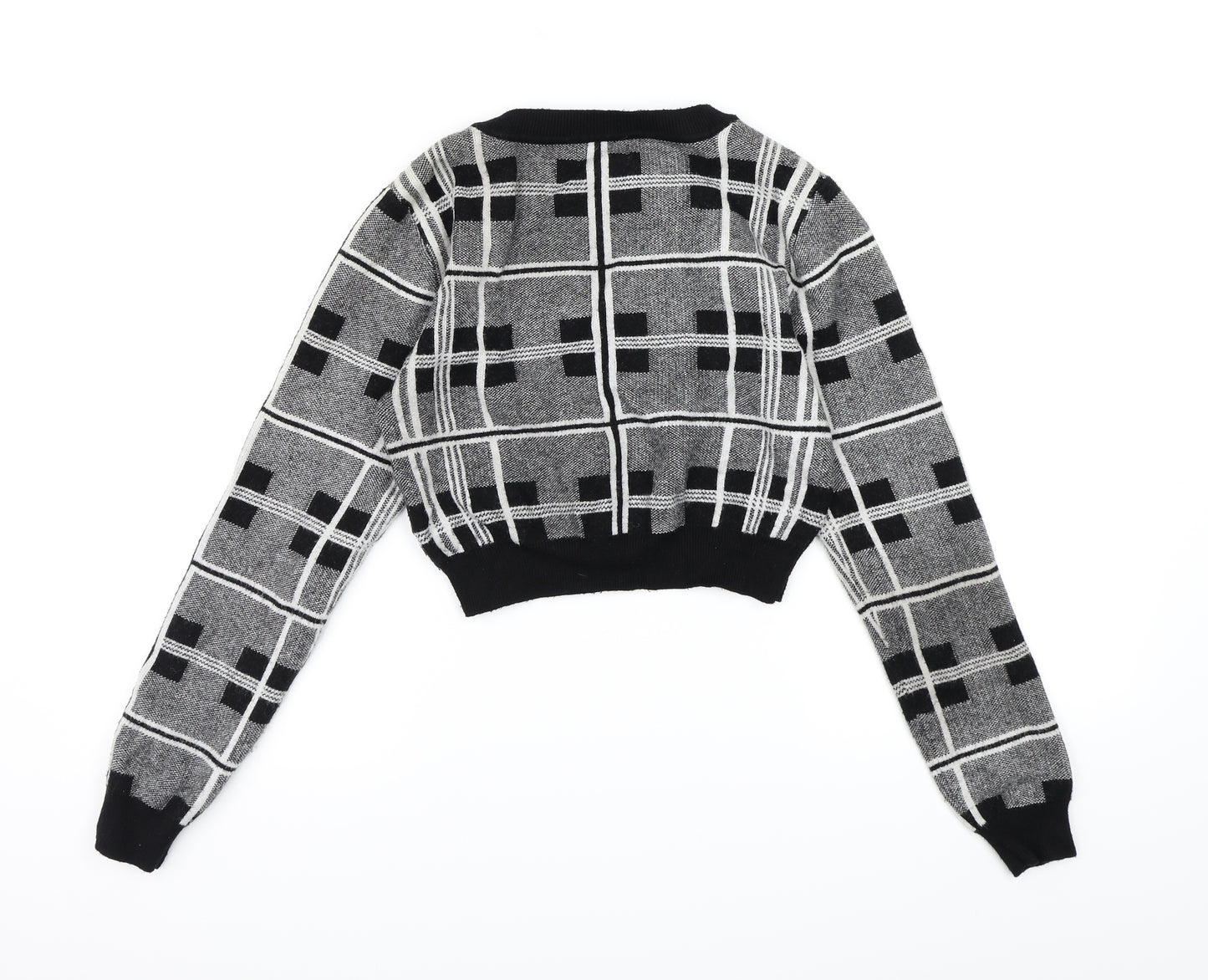 Primark Womens Grey Check Knit Pullover Jumper Size 6