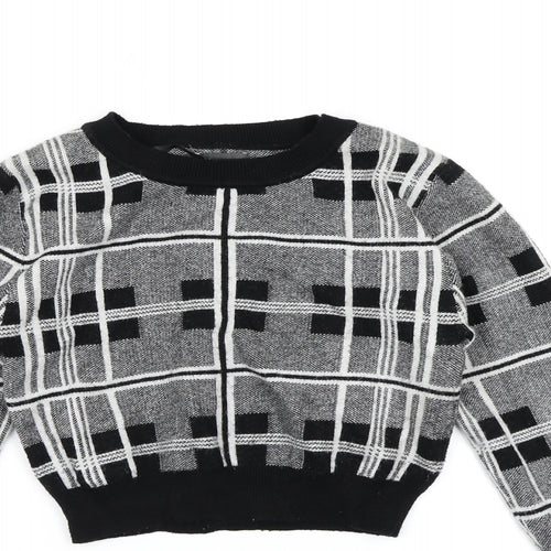 Primark Womens Grey Check Knit Pullover Jumper Size 6