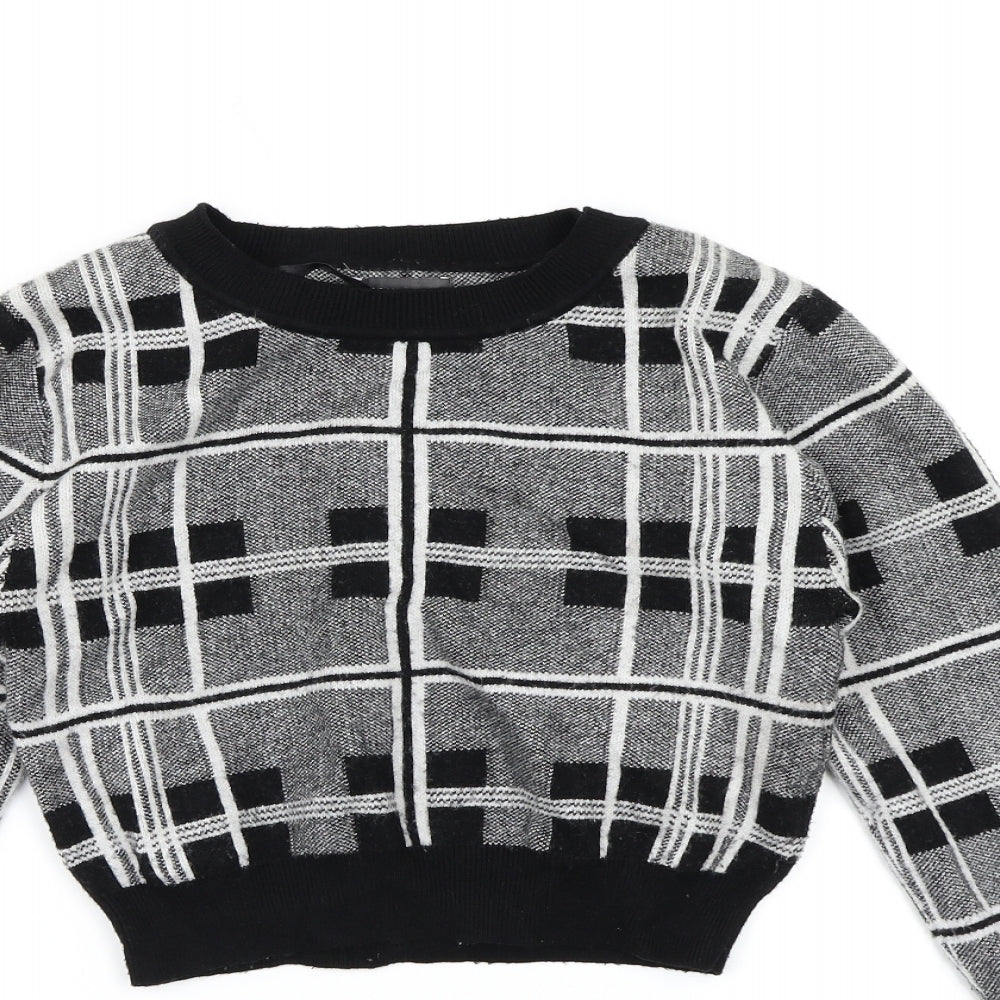 Primark Womens Grey Check Knit Pullover Jumper Size 6