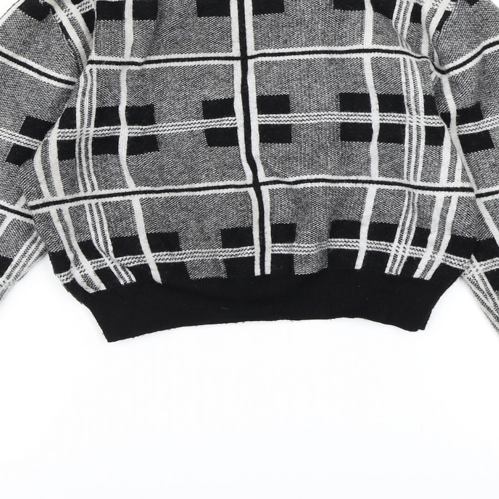 Primark Womens Grey Check Knit Pullover Jumper Size 6