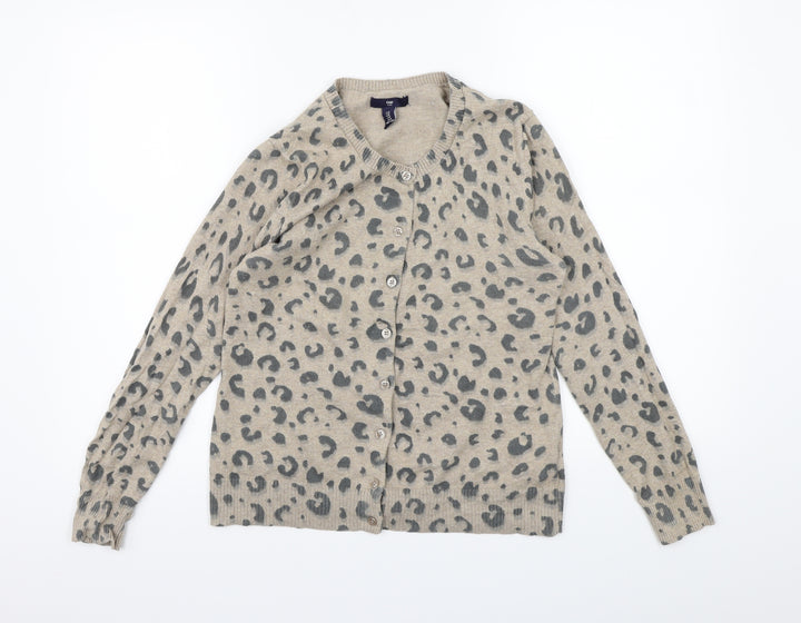 Gap Womens Brown Animal Print Knit Cardigan Jumper Size M