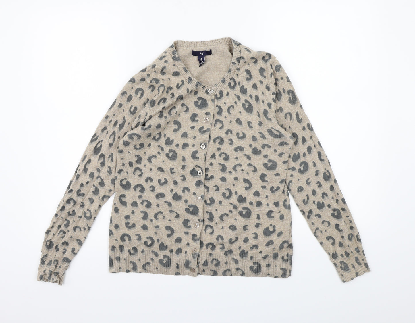 Gap Womens Brown Animal Print Knit Cardigan Jumper Size M
