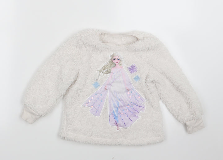 George Girls White Geometric Top Pyjama Top Size 2-3 Years - Frozen