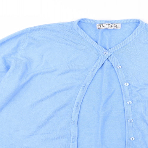 Pure & Natural Womens Blue  Knit Cardigan Jumper Size 14