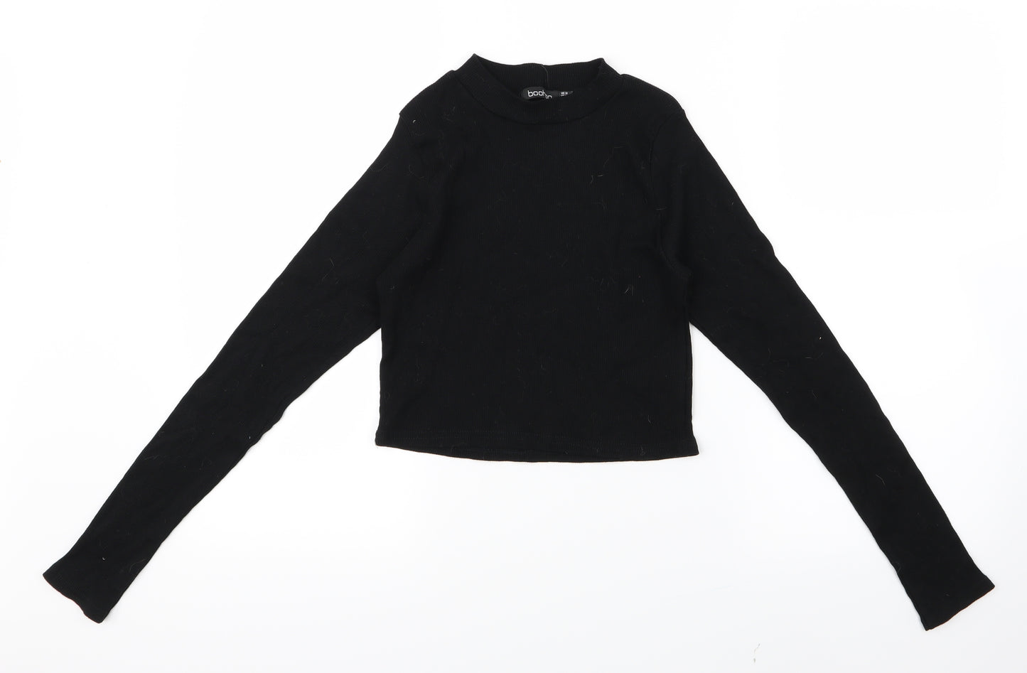 Boohoo Womens Black   Cropped T-Shirt Size 12